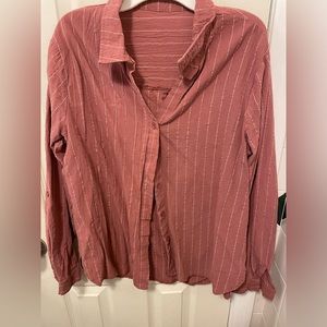 Red and white striped button down